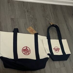 Navy and Cream Tote Bag Set! I big 1 small!